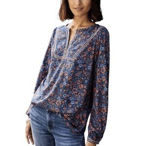 J. Jill Floral Embroidered Bohemian V-Neck Top